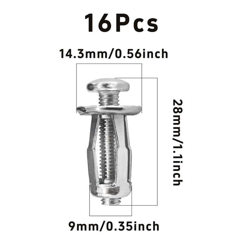 AUXBC 16PCS M5 x 25mm Petal Nuts, Expansion Screw Jack Nuts, Carbon Steel Rustproof Corrosion-Resistant Fasteners for Securing Thin Soft Wall, Hollow Wall, Iron Skin, Metal Plate Frame Container Tag - Image 2
